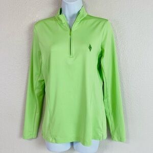 Peter Millar Lime Green Long Sleeve Sun Golf Shirt Size S